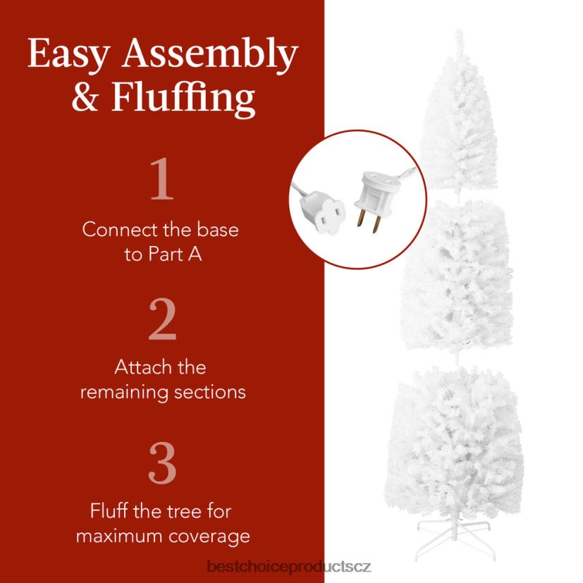 Best Choice Products předsvícený vánoční stromek bílou tužkou s kovovou základnou, žárovkami sezónní krása FF2286257