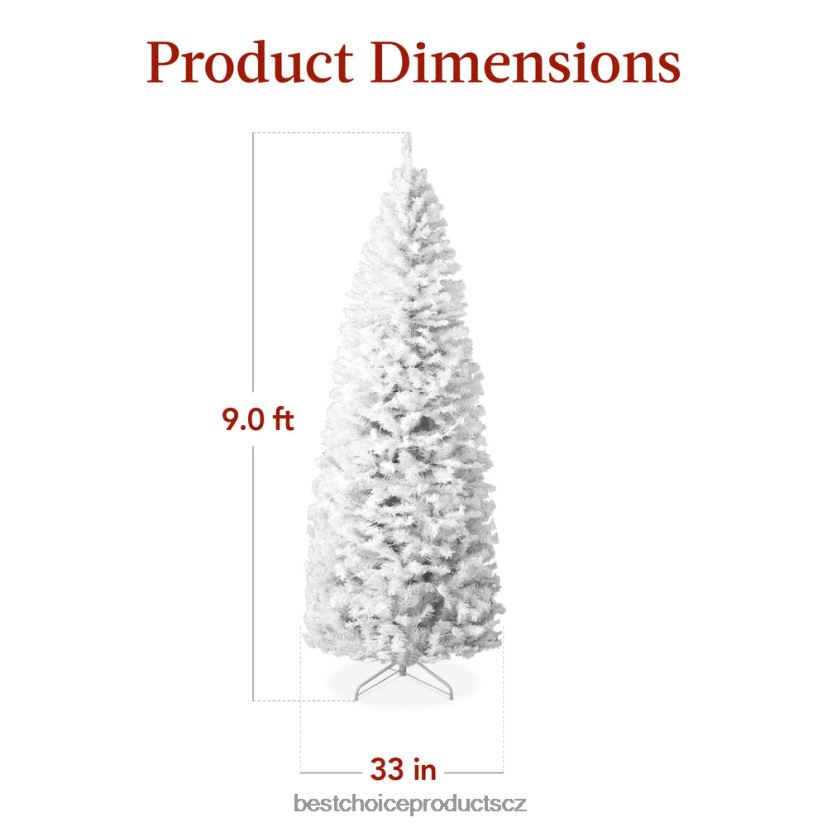 Best Choice Products předsvícený vánoční stromek bílou tužkou s kovovou základnou, žárovkami sezónní krása FF2286258