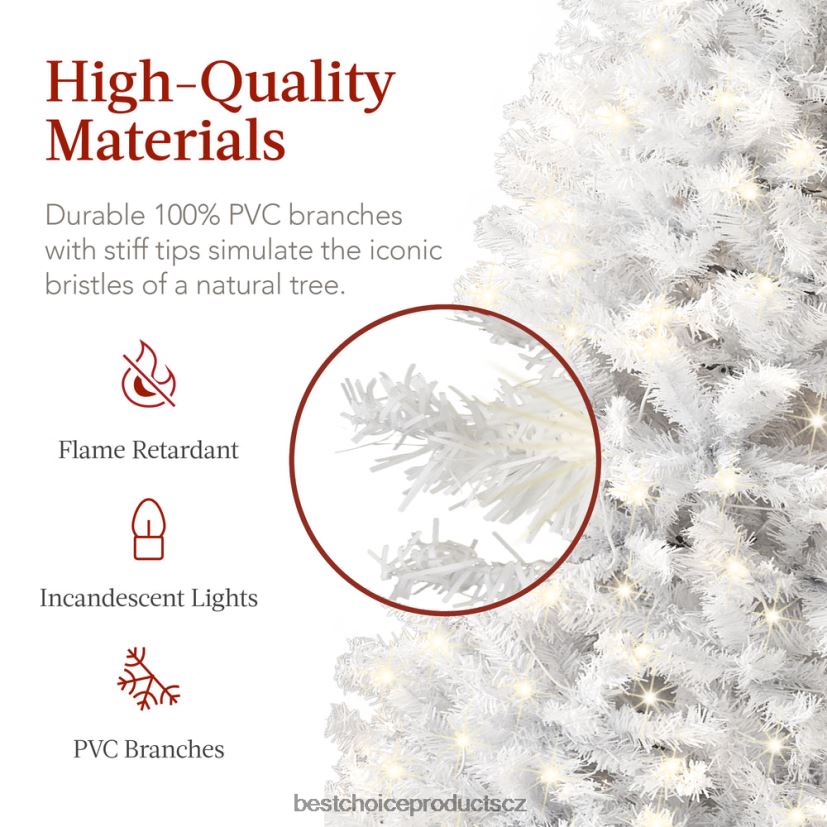 Best Choice Products předsvícený vánoční stromek bílou tužkou s kovovou základnou, žárovkami sezónní krása FF2286259