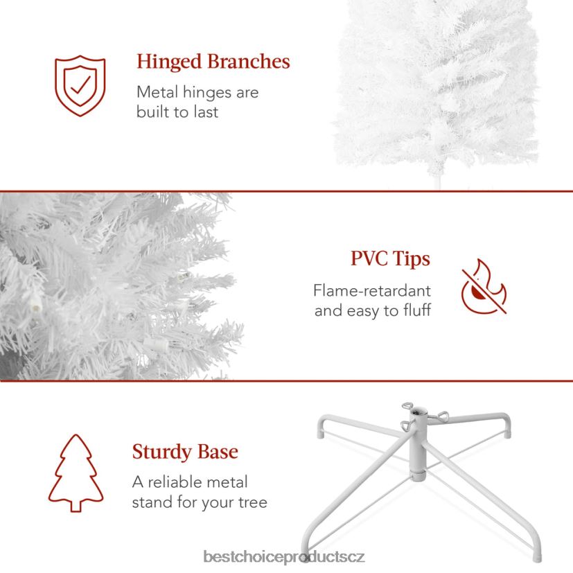 Best Choice Products předsvícený vánoční stromek bílou tužkou s kovovou základnou, žárovkami sezónní krása FF2286259