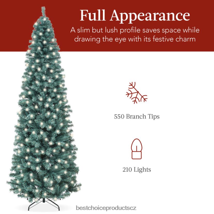 Best Choice Products předsvícený vánoční stromek z modrého smrku s kovovým podstavcem, žárovkami sezónní krása FF2286201