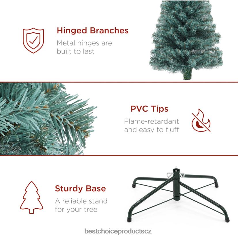 Best Choice Products předsvícený vánoční stromek z modrého smrku s kovovým podstavcem, žárovkami sezónní krása FF2286201