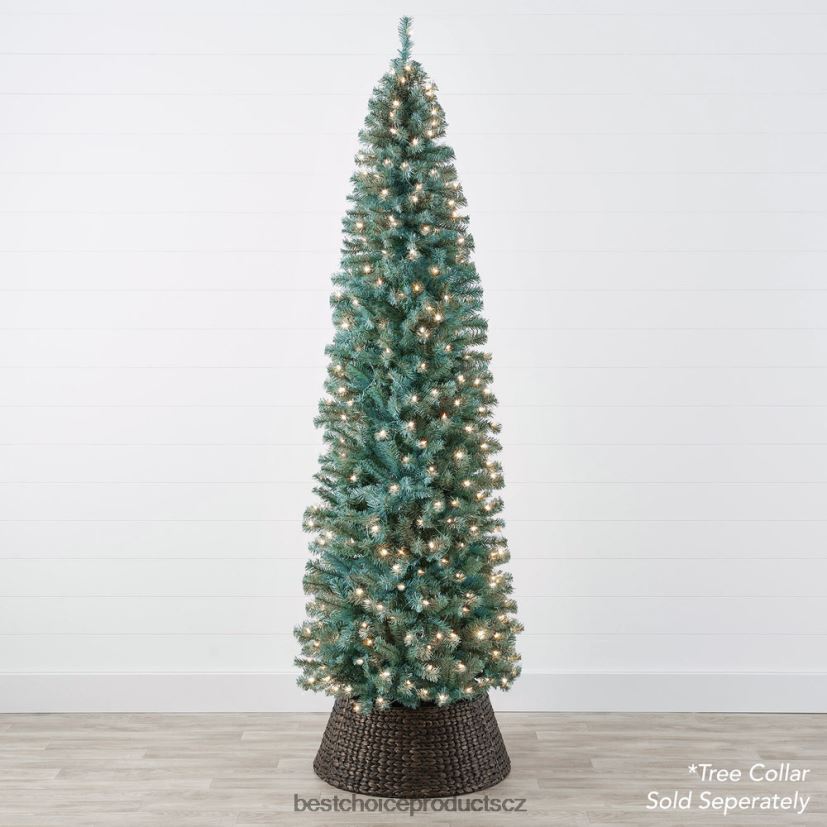 Best Choice Products předsvícený vánoční stromek z modrého smrku s kovovým podstavcem, žárovkami sezónní krása FF2286202