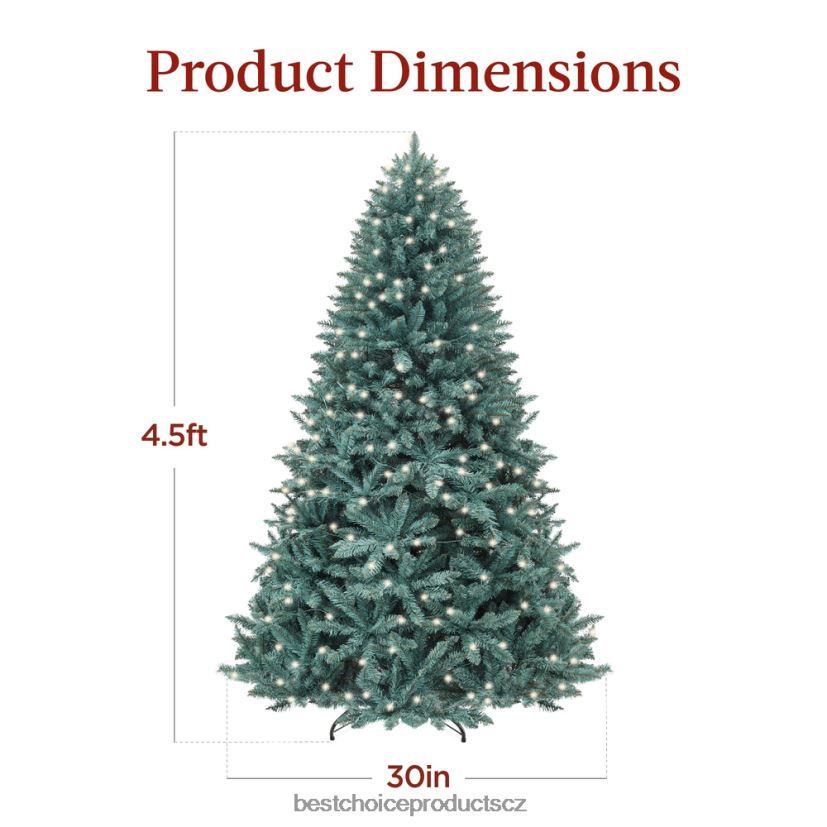 Best Choice Products předsvícený vánoční stromek z modrého smrku se skládací základnou, žárovkami sezónní krása FF228650