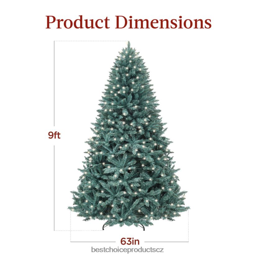 Best Choice Products předsvícený vánoční stromek z modrého smrku se skládací základnou, žárovkami sezónní krása FF228653