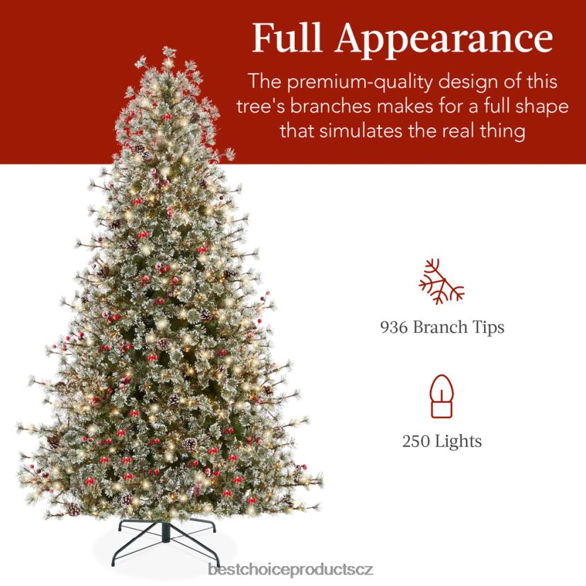 Best Choice Products předsvícený vánoční stromek z umělé kašmírové borovice sezónní kovový stojan FF228642