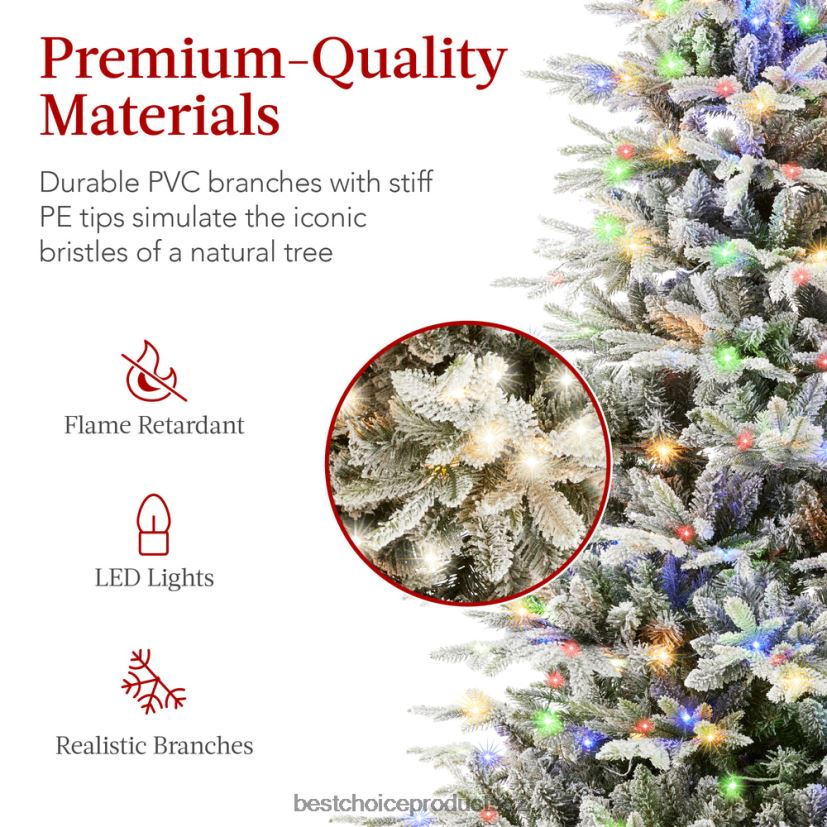 Best Choice Products pre-lit flocked umělý osika ušlechtilá jedle vánoční strom sezónní kovový stojan FF228658