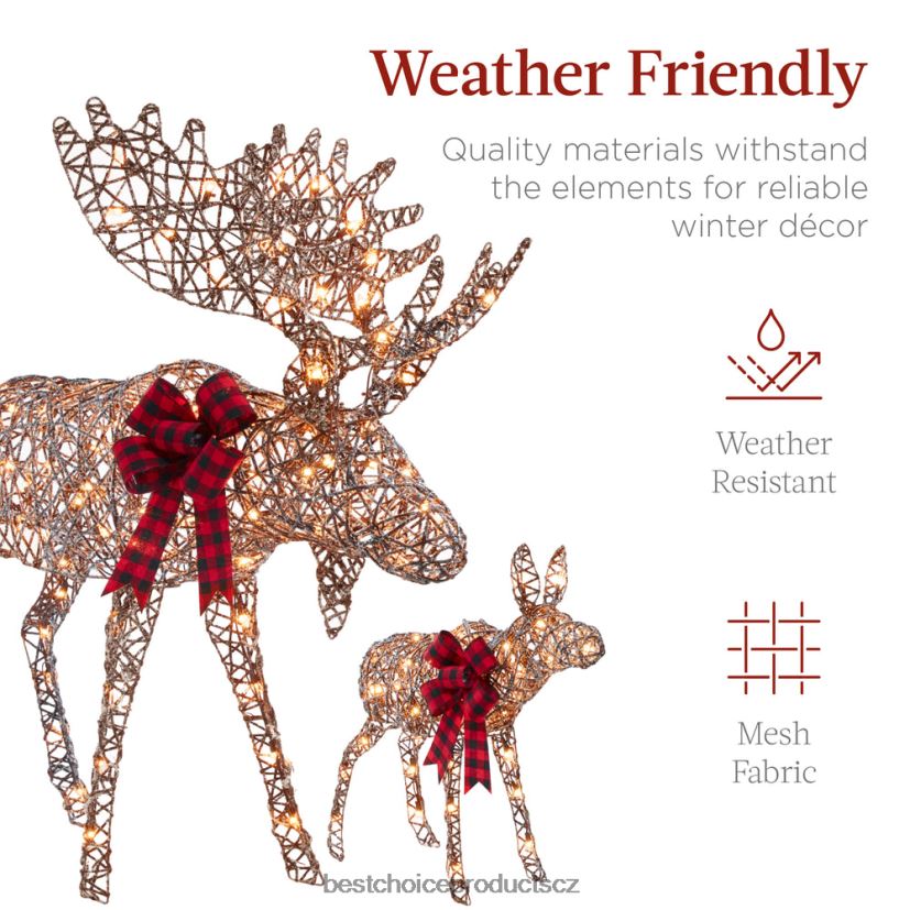 Best Choice Products 2dílná losí rodinná osvětlená venkovní vánoční dekorace se 170 světly sezónní hnědý FF2286108
