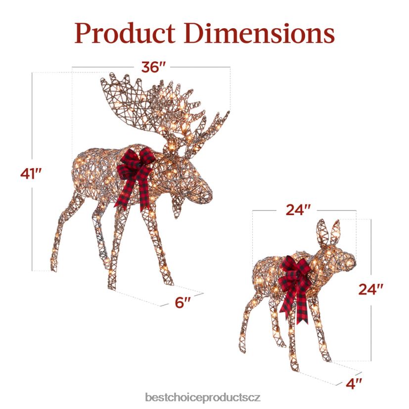Best Choice Products 2dílná losí rodinná osvětlená venkovní vánoční dekorace se 170 světly sezónní hnědý FF2286108