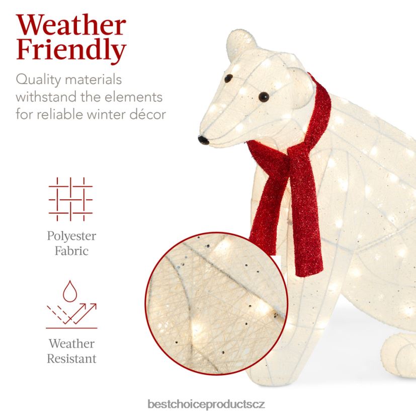Best Choice Products 2dílná osvětlená rodinná venkovní dekorace ledních medvědů s LED světly sezónní červená bílá FF228698