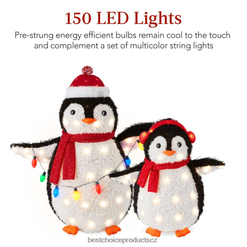 Best Choice Products 2ks osvětlená rodinná vánoční dekorace vyskakovací tučňák se 150 světly sezónní vícebarevný FF228664