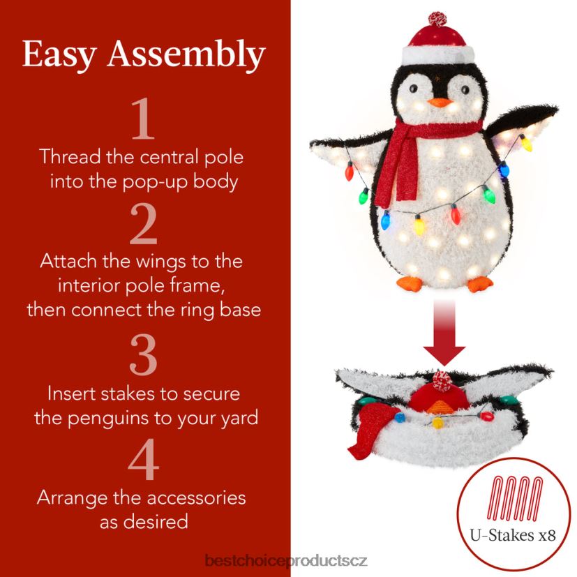 Best Choice Products 2ks osvětlená rodinná vánoční dekorace vyskakovací tučňák se 150 světly sezónní vícebarevný FF228664