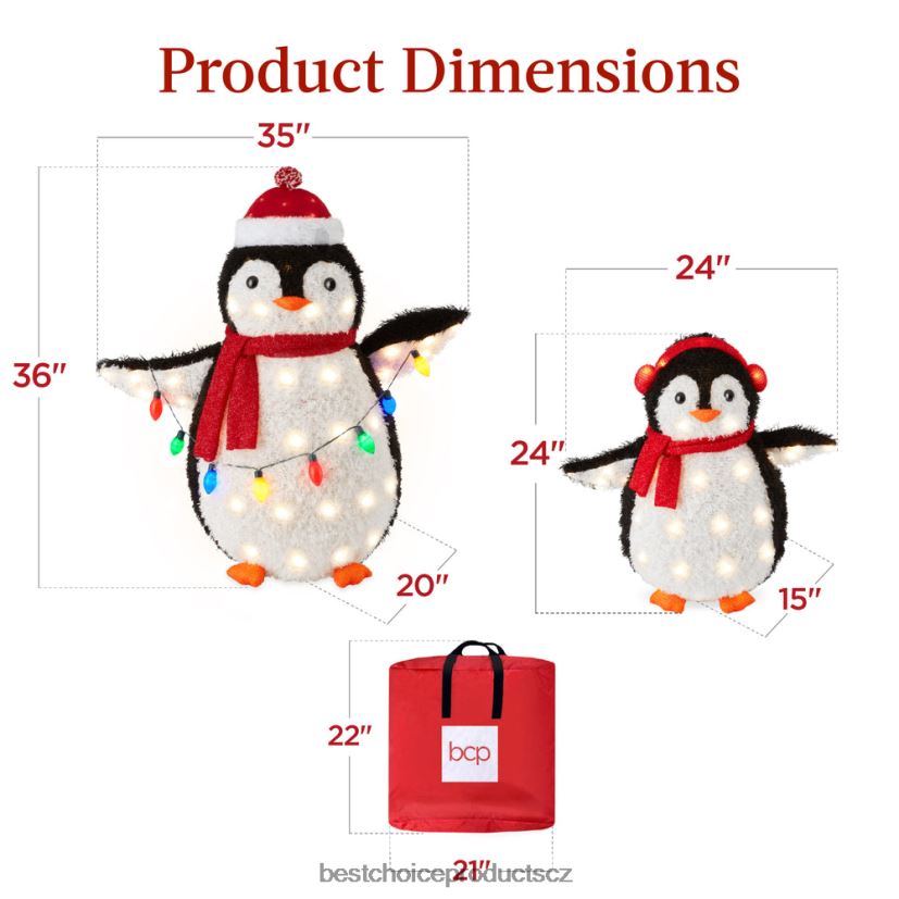 Best Choice Products 2ks osvětlená rodinná vánoční dekorace vyskakovací tučňák se 150 světly sezónní vícebarevný FF228664
