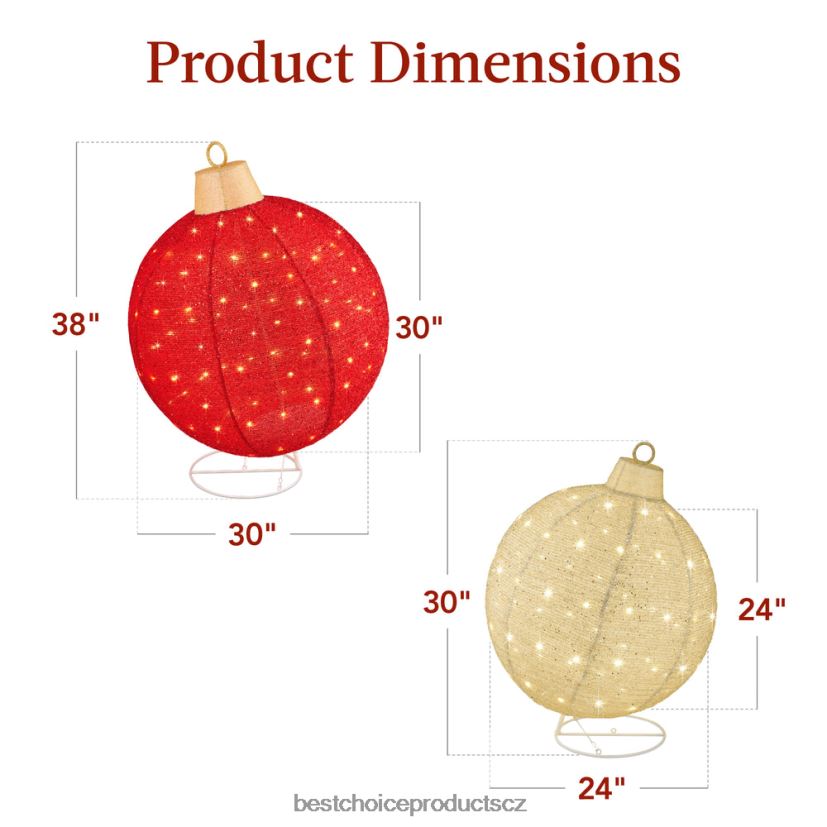 Best Choice Products 2ks svítící vyskakovací vánoční ozdoby se 180 led světly, stojan sezónní červená/zlatá FF2286265