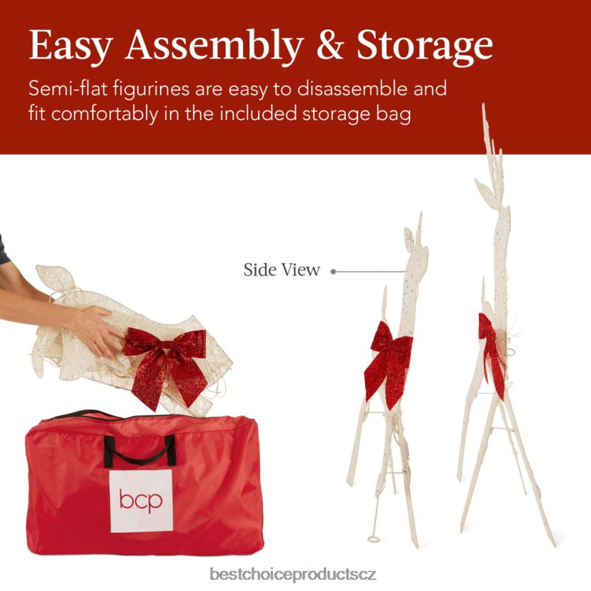 Best Choice Products 3dílná osvětlená 2d vánoční jelení sada venkovní dekorace se 175 LED světly sezónní bílý FF2286237