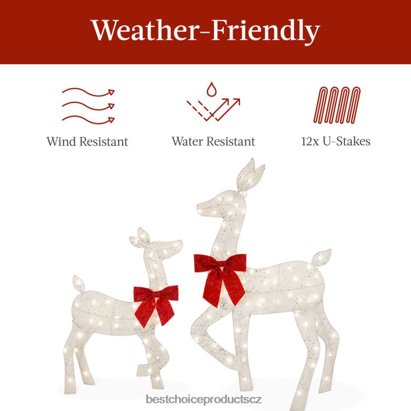 Best Choice Products 3dílná osvětlená 2d vánoční jelení sada venkovní dekorace se 175 LED světly sezónní bílý FF2286237