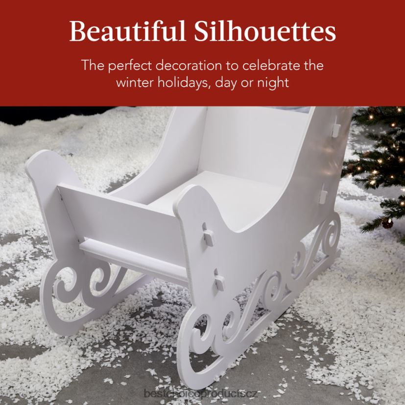 Best Choice Products 3dílná sada siluety jelenů a saní na prázdninovou výzdobu dvorku s kolíky sezónní bílý FF2286231