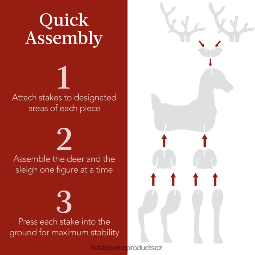 Best Choice Products 3dílná sada siluety jelenů a saní na prázdninovou výzdobu dvorku s kolíky sezónní bílý FF2286231
