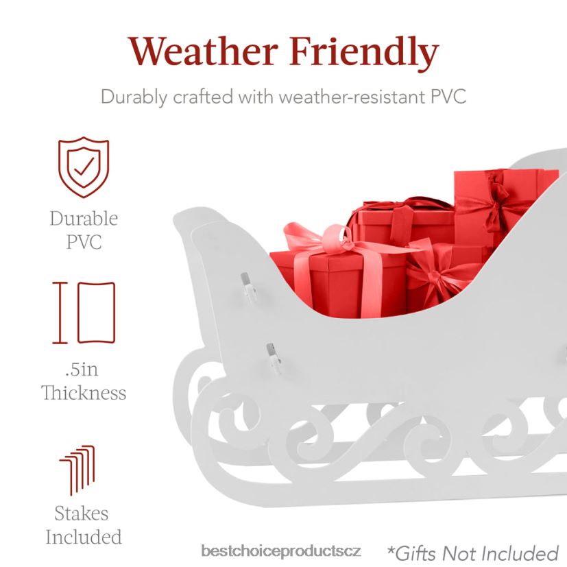 Best Choice Products 3dílná sada siluety jelenů a saní na prázdninovou výzdobu dvorku s kolíky sezónní bílý FF2286231