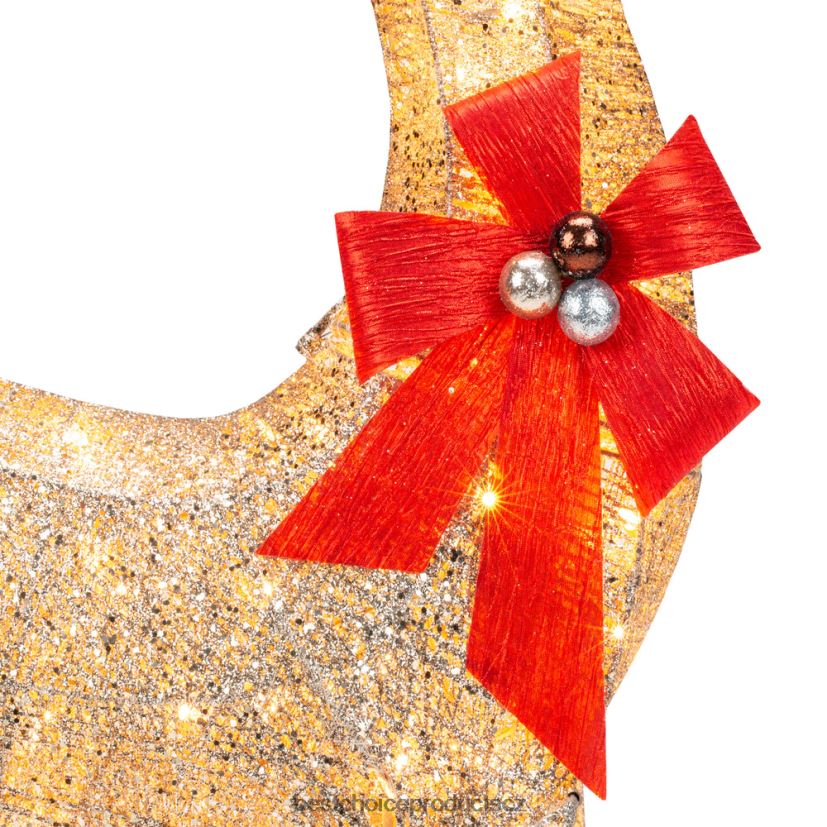 Best Choice Products 5ft 3D předsvícené zlaté třpytivé vánoční dekorace na dvorek se sobem se 150 světly sezónní zlato FF228665