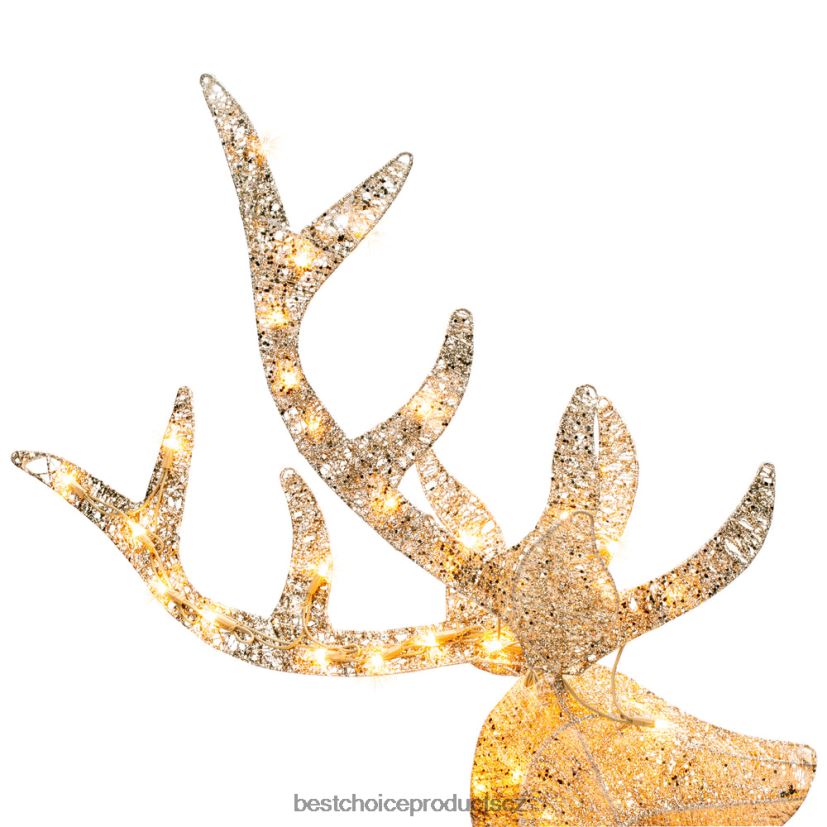 Best Choice Products 5ft 3D předsvícené zlaté třpytivé vánoční dekorace na dvorek se sobem se 150 světly sezónní zlato FF228665