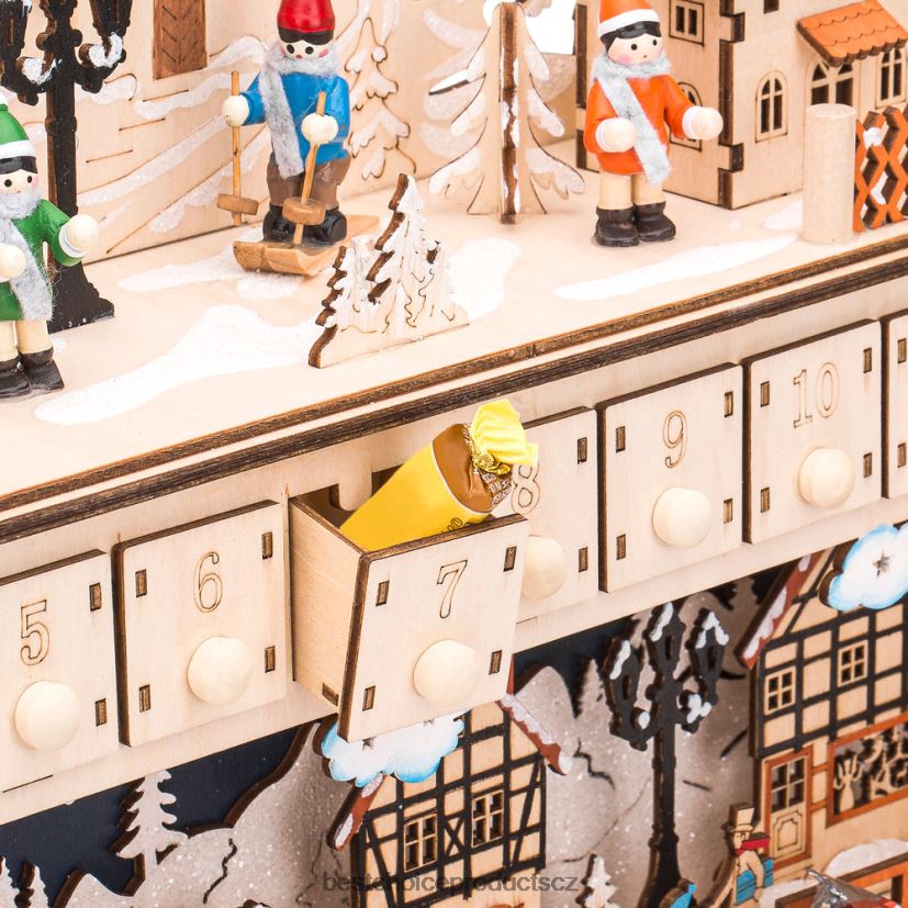 Best Choice Products dřevěný vánoční padající hvězda adventní kalendář s led světlé pozadí sezónní béžový FF228632