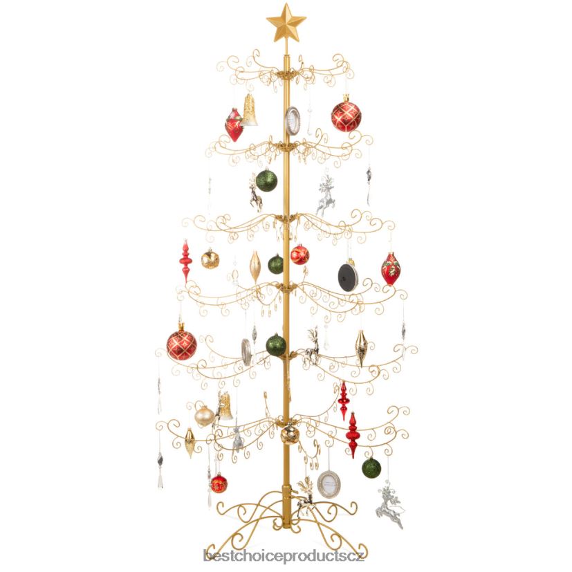 Best Choice Products kovaná železná ozdoba na vánoční stromeček se snadnou montáží sezónní zlato FF2286140