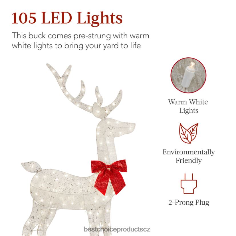 Best Choice Products osvětlená 2d vánoční venkovní výzdoba se 105 LED světly sezónní bílý FF2286144