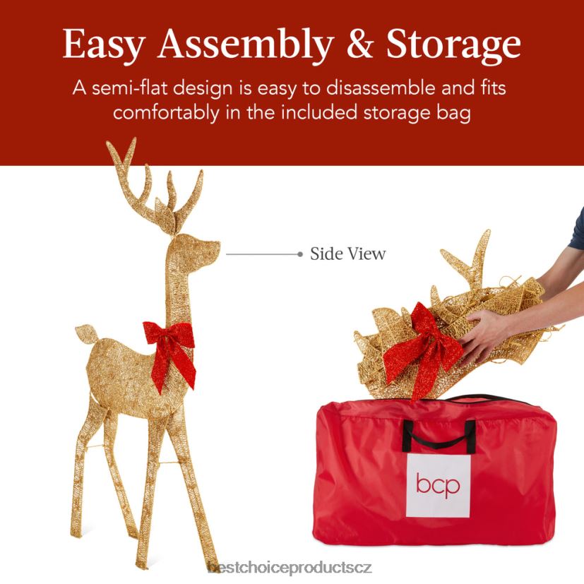 Best Choice Products osvětlená 2d vánoční venkovní výzdoba se 105 LED světly sezónní zlato FF2286145