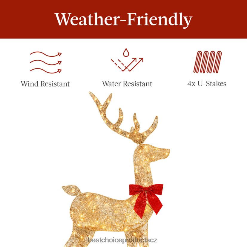 Best Choice Products osvětlená 2d vánoční venkovní výzdoba se 105 LED světly sezónní zlato FF2286145