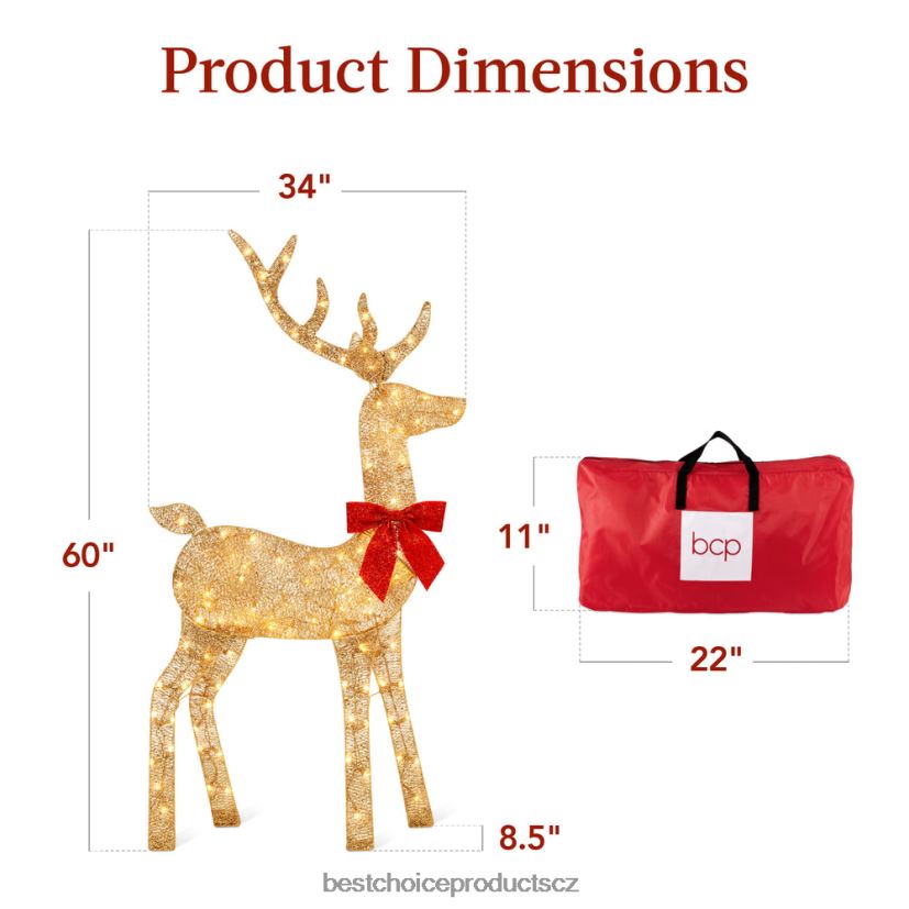 Best Choice Products osvětlená 2d vánoční venkovní výzdoba se 105 LED světly sezónní zlato FF2286145