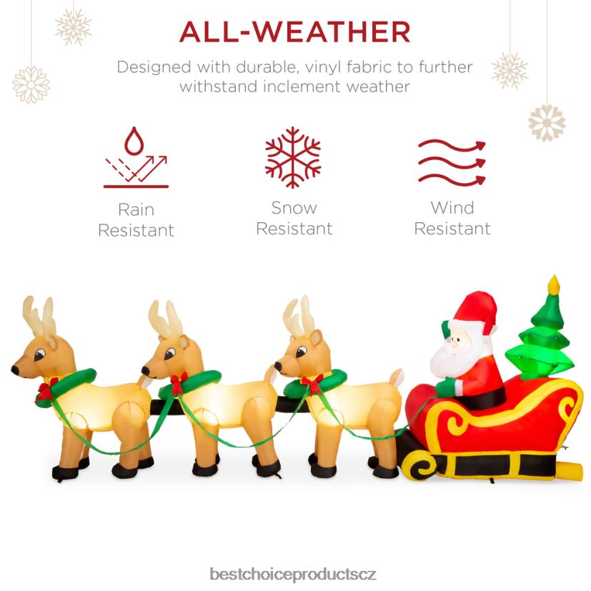 Best Choice Products osvětlený nafukovací santa claus & sobí vánoční dekorace sezónní vícebarevný FF228630