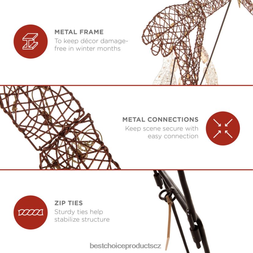 Best Choice Products osvětlený vánoční betlém venkovní výzdoba s led světly sezónní hnědý FF228620