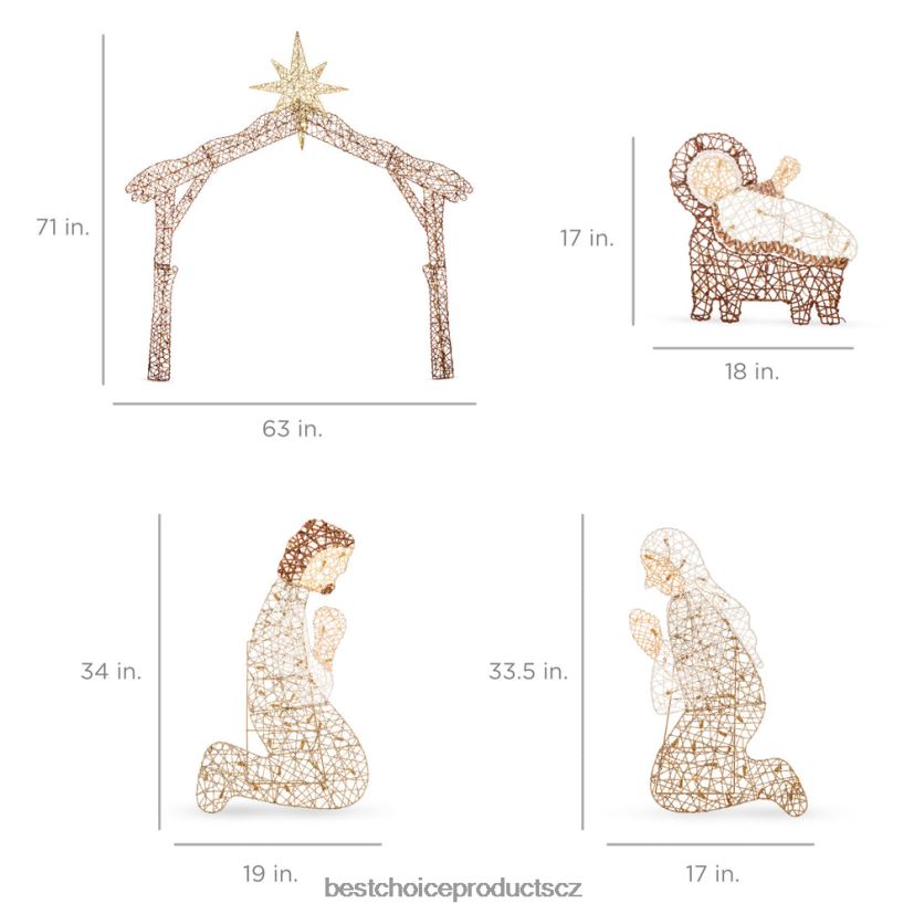 Best Choice Products osvětlený vánoční betlém venkovní výzdoba s led světly sezónní hnědý FF228620
