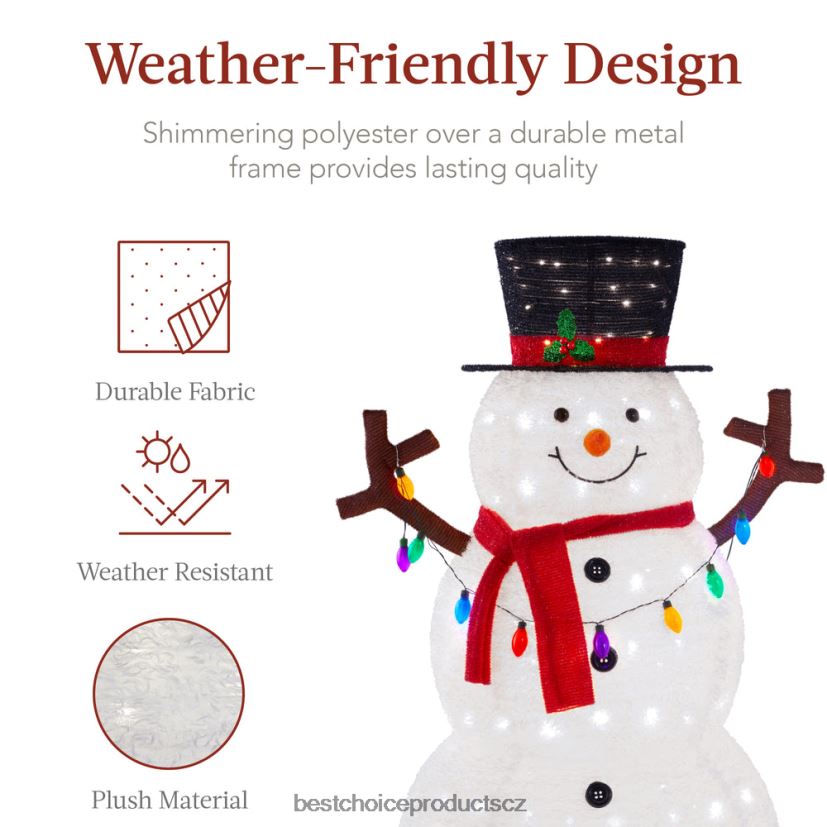 Best Choice Products osvětlený vyskakovací sněhulák venkovní vánoční dekorace s 200 led světly sezónní bílý FF228647