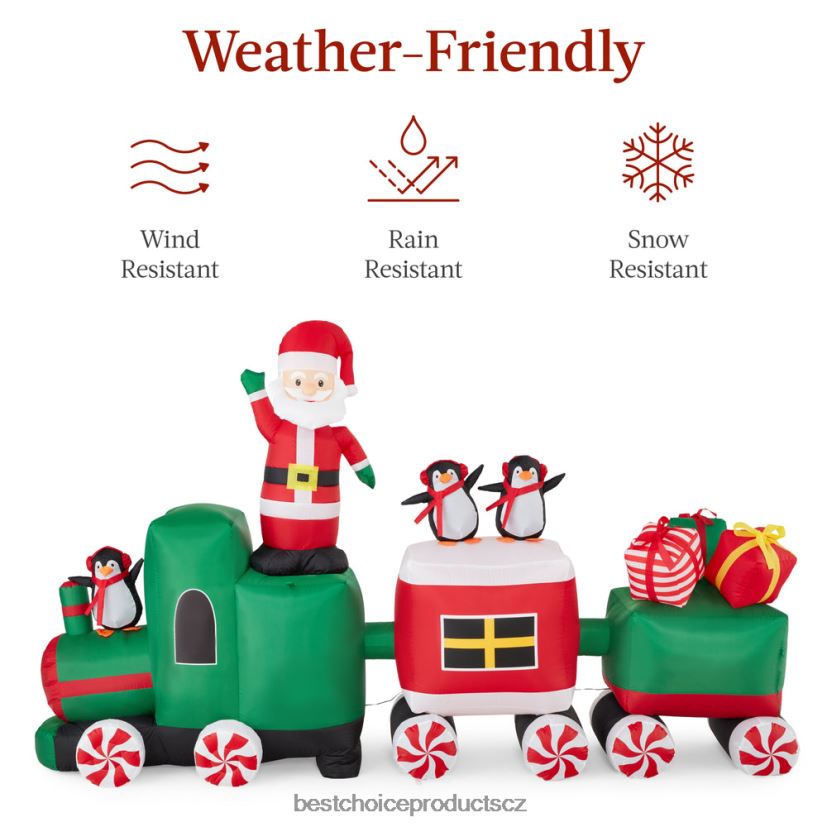 Best Choice Products předsvícený nafukovací vánoční vláček a animovaný santa claus sezónní vícebarevný FF2286263