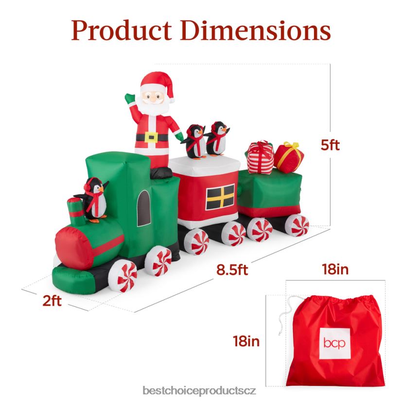 Best Choice Products předsvícený nafukovací vánoční vláček a animovaný santa claus sezónní vícebarevný FF2286263
