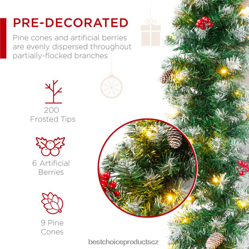 Best Choice Products předsvícená předzdobená girlanda s pvc špičkami, 50 světel sezónní bílý FF2286106