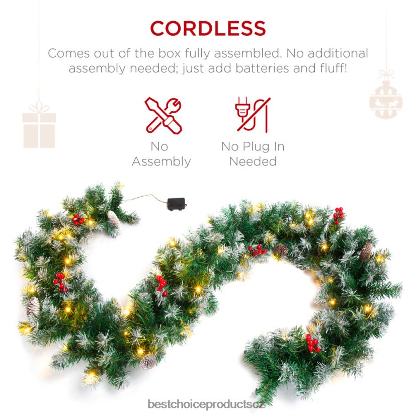 Best Choice Products předsvícená předzdobená girlanda s pvc špičkami, 50 světel sezónní bílý FF2286106