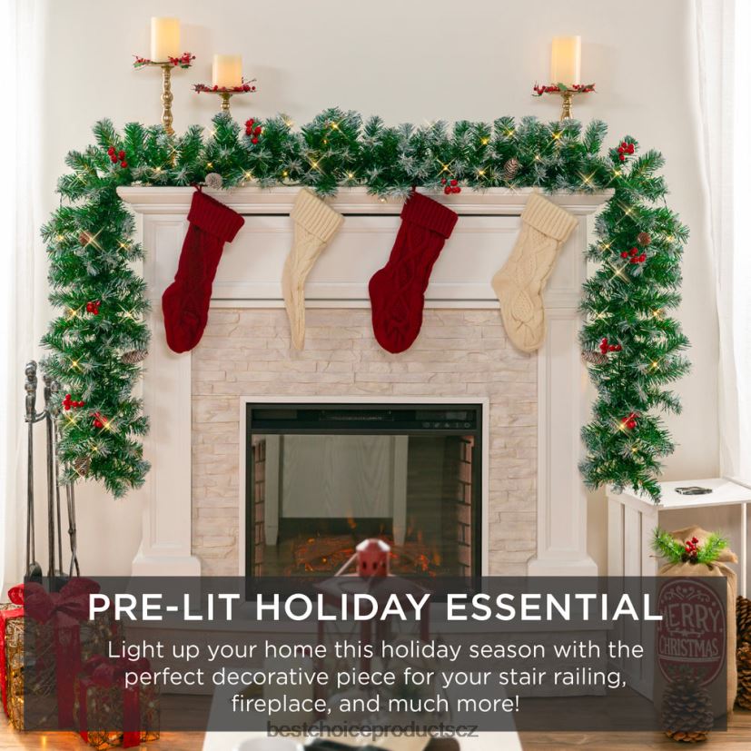 Best Choice Products předsvícená předzdobená girlanda s pvc špičkami, 50 světel sezónní bílý FF2286106