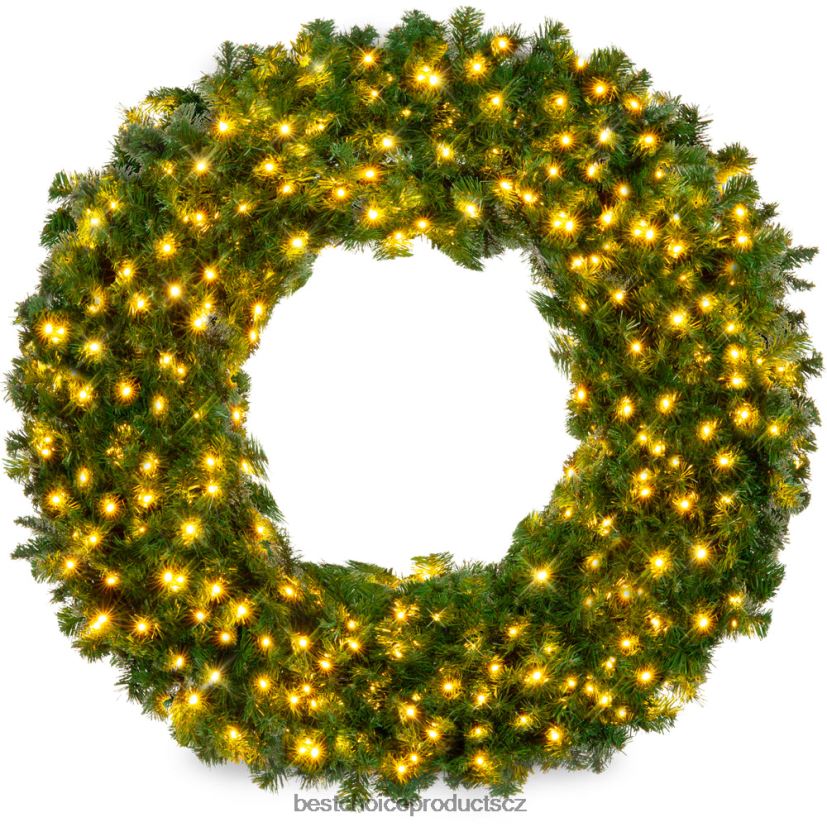 Best Choice Products předsvícený vánoční věnec z umělé jedle s LED světly, plug-in, pvc hroty sezónní krása FF228695