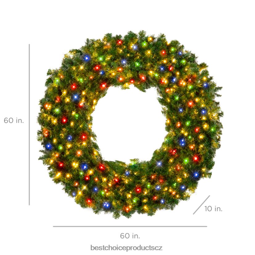 Best Choice Products předsvícený vánoční věnec z umělé jedle s vícebarevnými LED světly, pvc hroty sezónní krása FF2286147