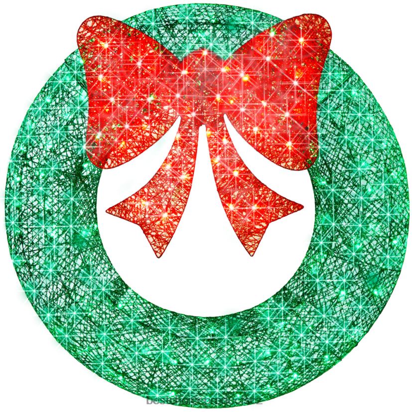 Best Choice Products předsvícený venkovní vánoční věnec, led kovový sváteční dekor s mašlí sezónní zelená/červená FF2286124