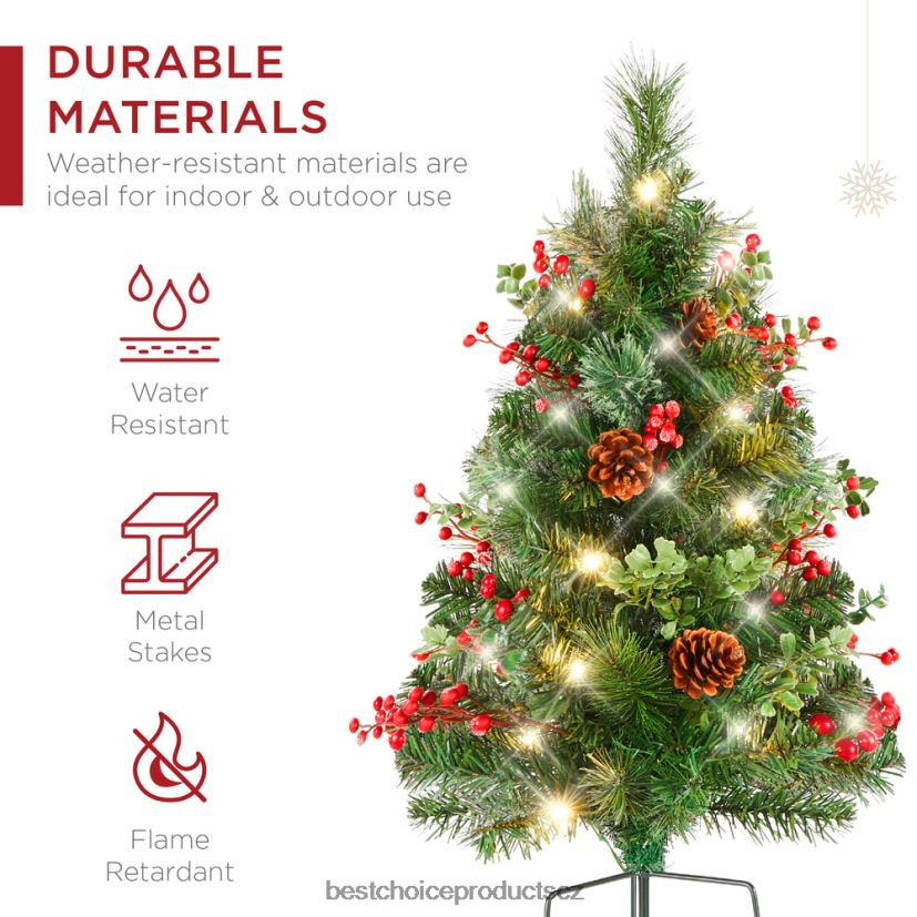 Best Choice Products sada 2 předsvícených vánočních stromků s šiškami, časovač sezónní zelená FF228637