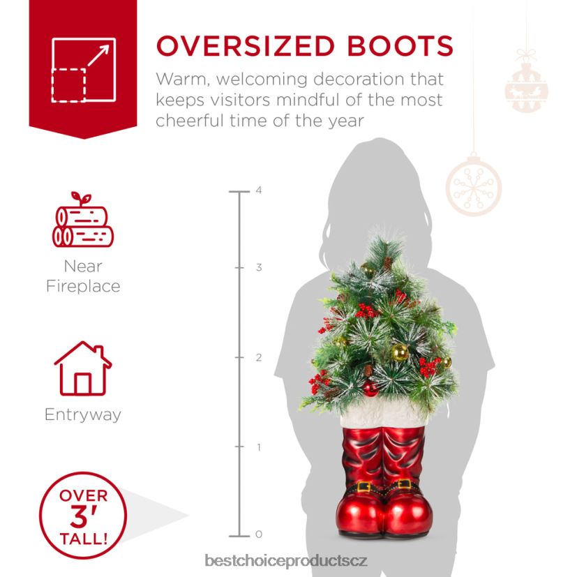 Best Choice Products santa boty s předzdobenou vánoční zelení, světla sezónní Červené FF2286107