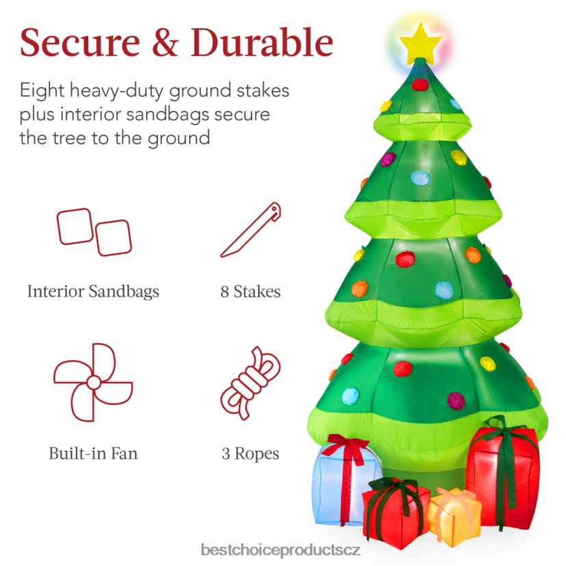 Best Choice Products venkovní nafukovací vánoční stromeček s 10 LED světly sezónní zelená FF2286143