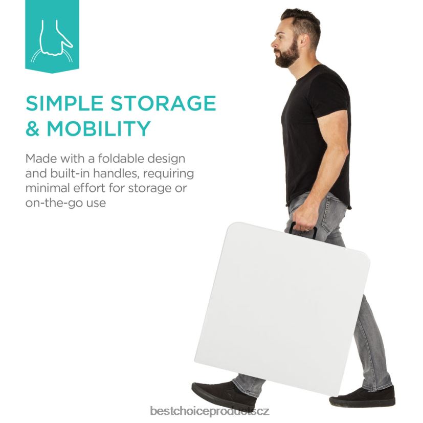 Best Choice Products přenosný skládací plastový jídelní stůl s rukojetí, zámkem sezónní bílý FF2286226