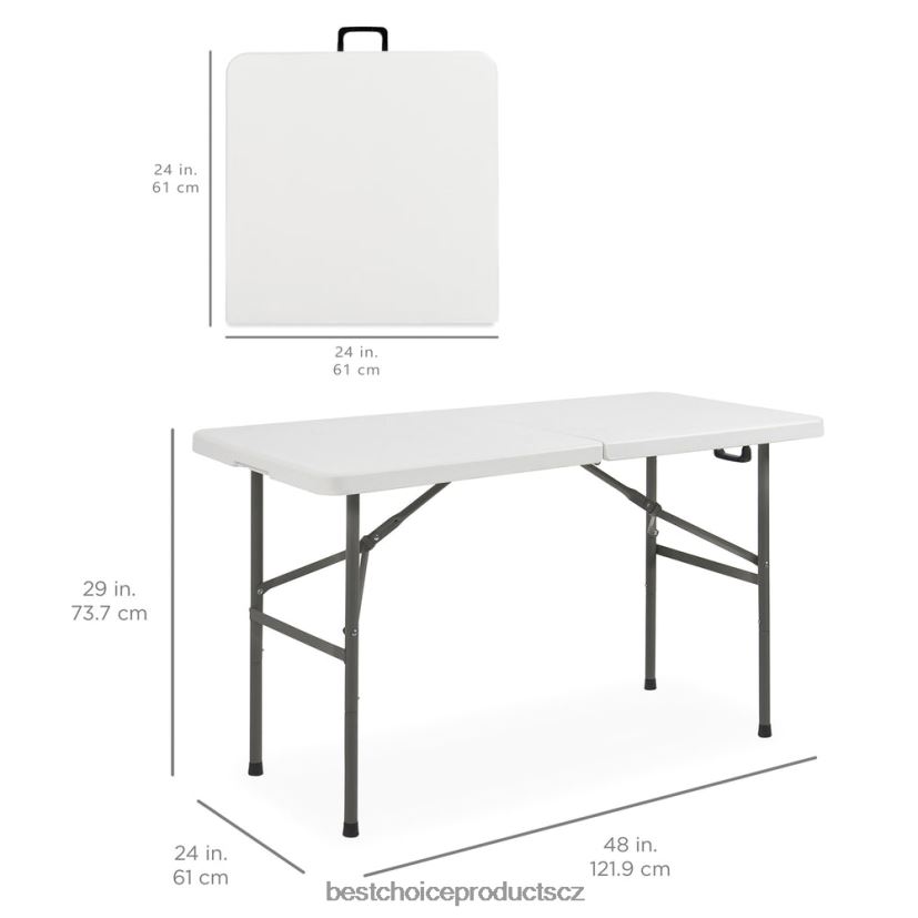 Best Choice Products přenosný skládací plastový jídelní stůl s rukojetí, zámkem sezónní bílý FF2286226