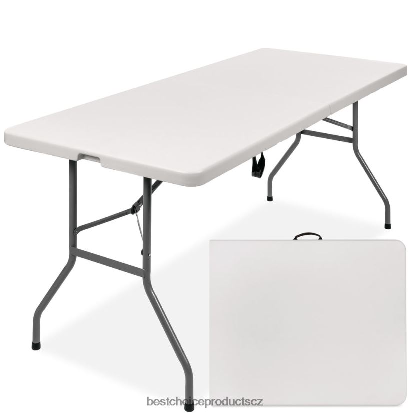 Best Choice Products přenosný skládací plastový jídelní stůl s rukojetí, zámkem sezónní bílý FF2286228