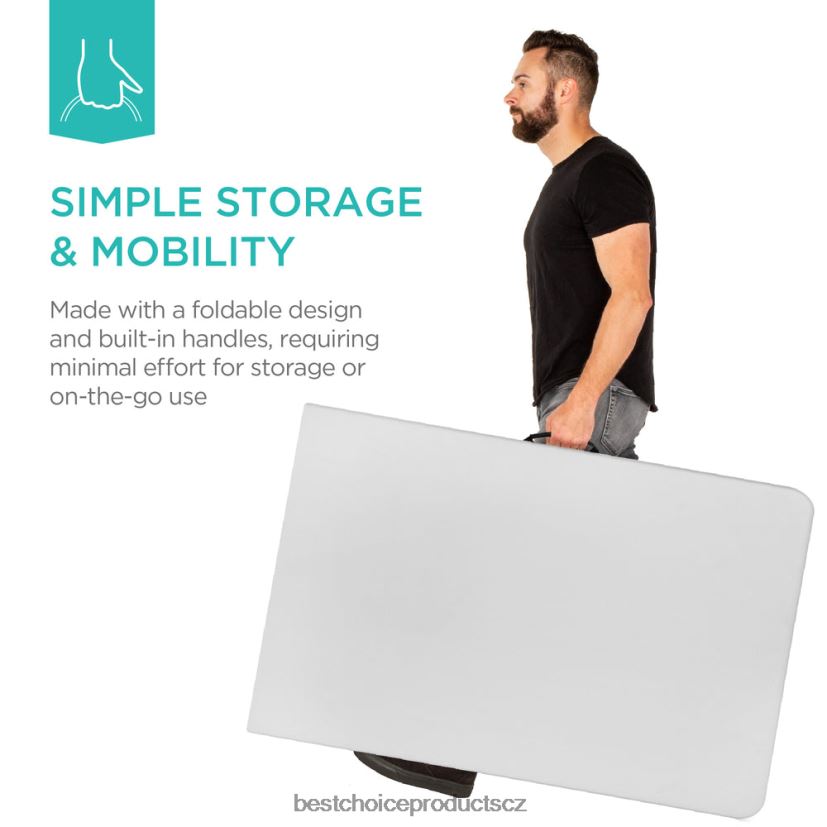 Best Choice Products přenosný skládací plastový jídelní stůl s rukojetí, zámkem sezónní bílý FF2286262